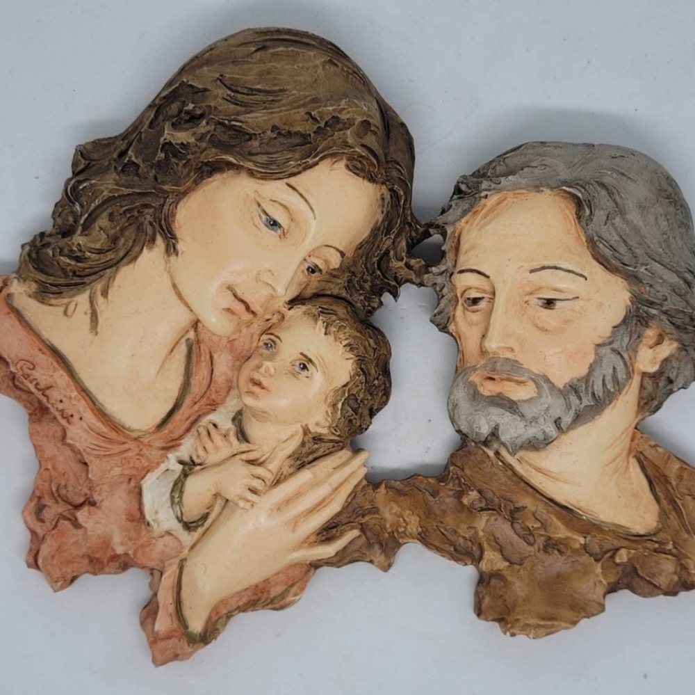 Vintage, wall plaque, Mary Joseph Jesus wall art, wall hanging, home decor, holy